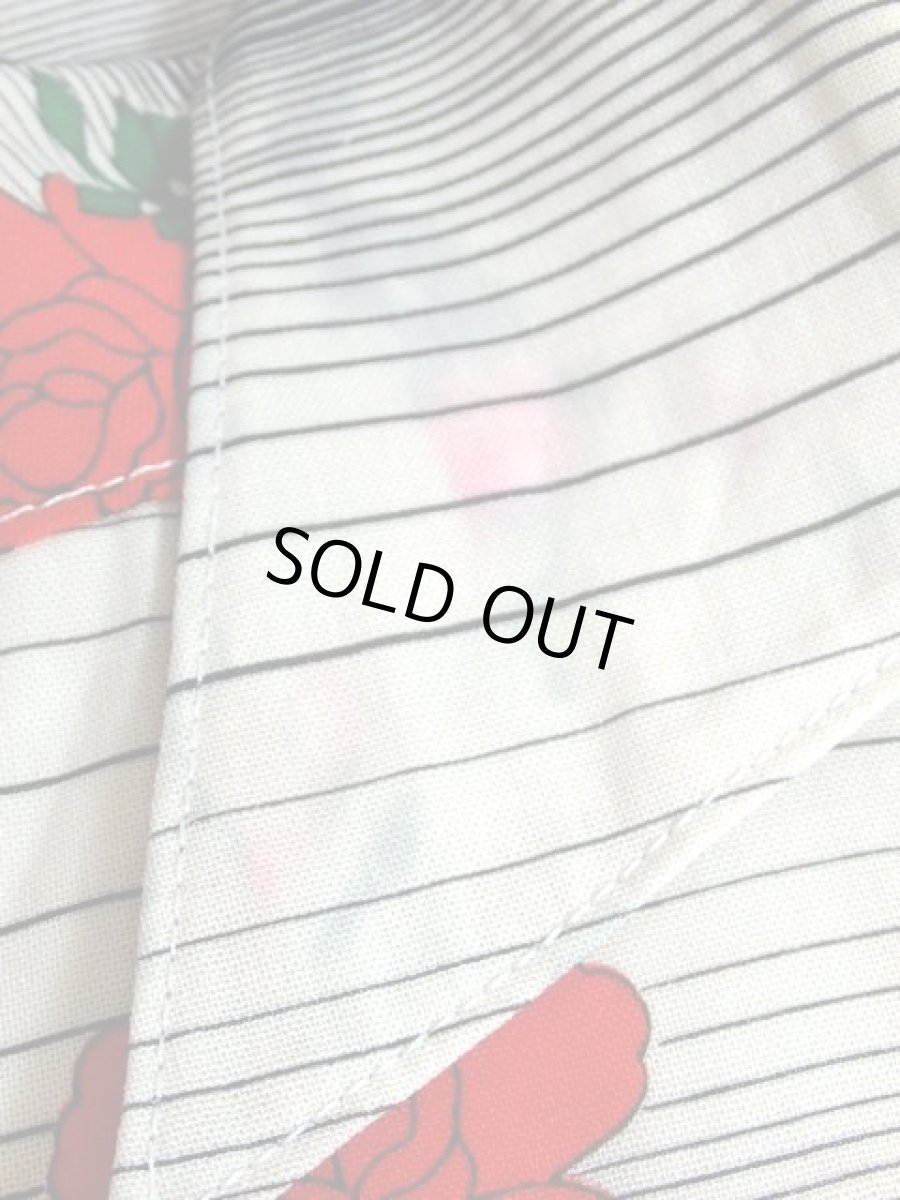 画像18: 薔薇柄 ボーダー 70's 長袖 昭和レトロ 国産古着 レトロワンピース【7304】 (18)