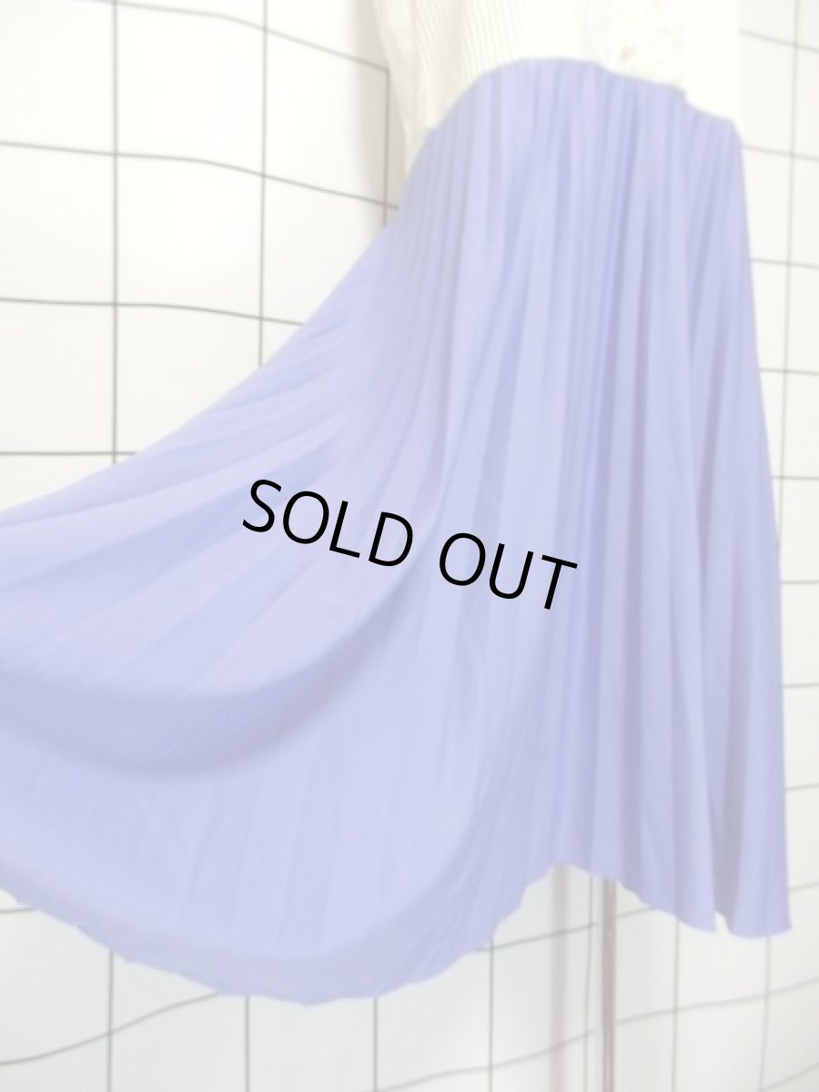 画像11: プリーツ切り替えしデザイン フラワーレース ホワイト パープル ノースリーブ レトロ クラシカル ヨーロッパ古着 ヴィンテージドレス【7303】 (11)