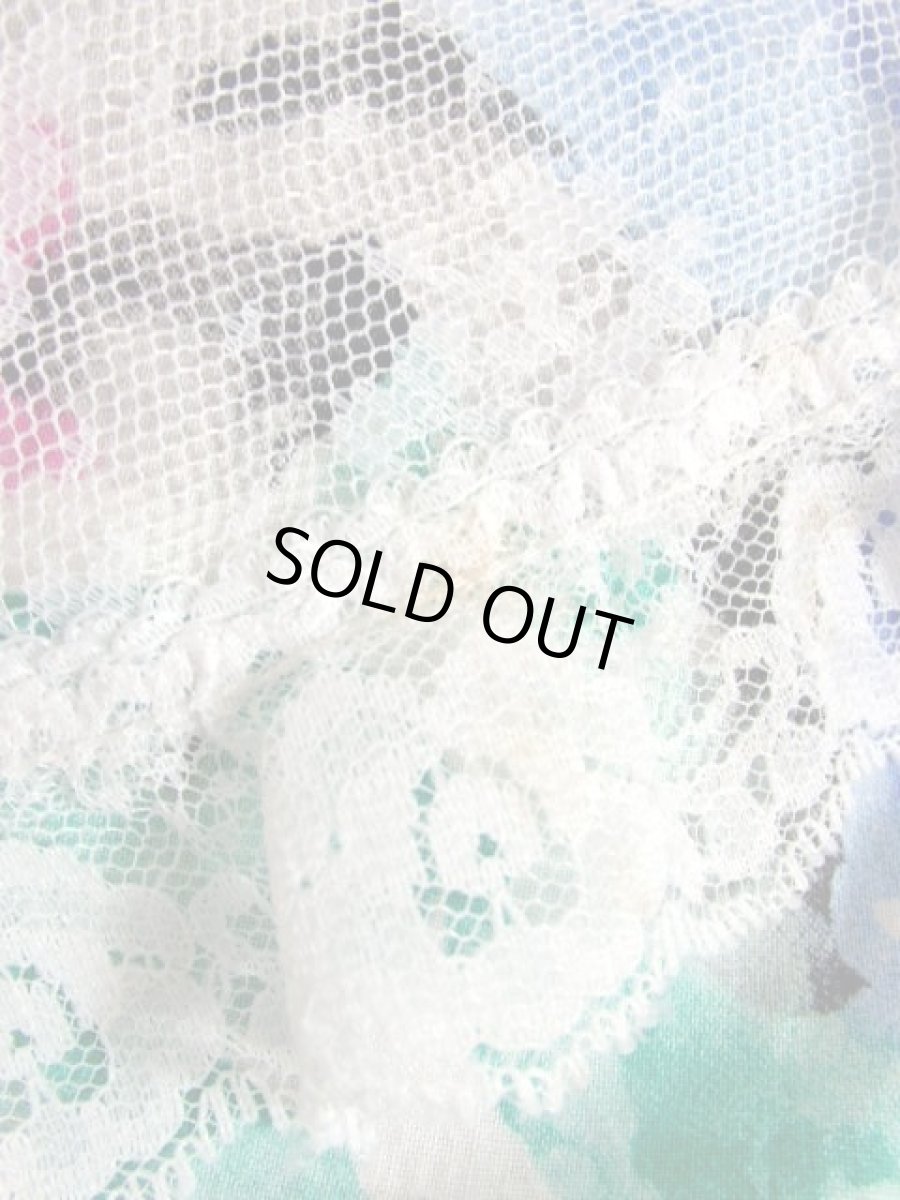 画像17: 花柄 レース装飾 美しいシルエット形成 クラシカル 半袖 レトロ ヨーロッパ古着 ヴィンテージドレス【7320】 (17)