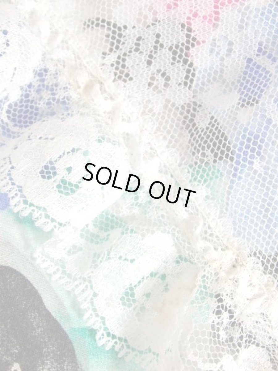 画像19: 花柄 レース装飾 美しいシルエット形成 クラシカル 半袖 レトロ ヨーロッパ古着 ヴィンテージドレス【7320】 (19)