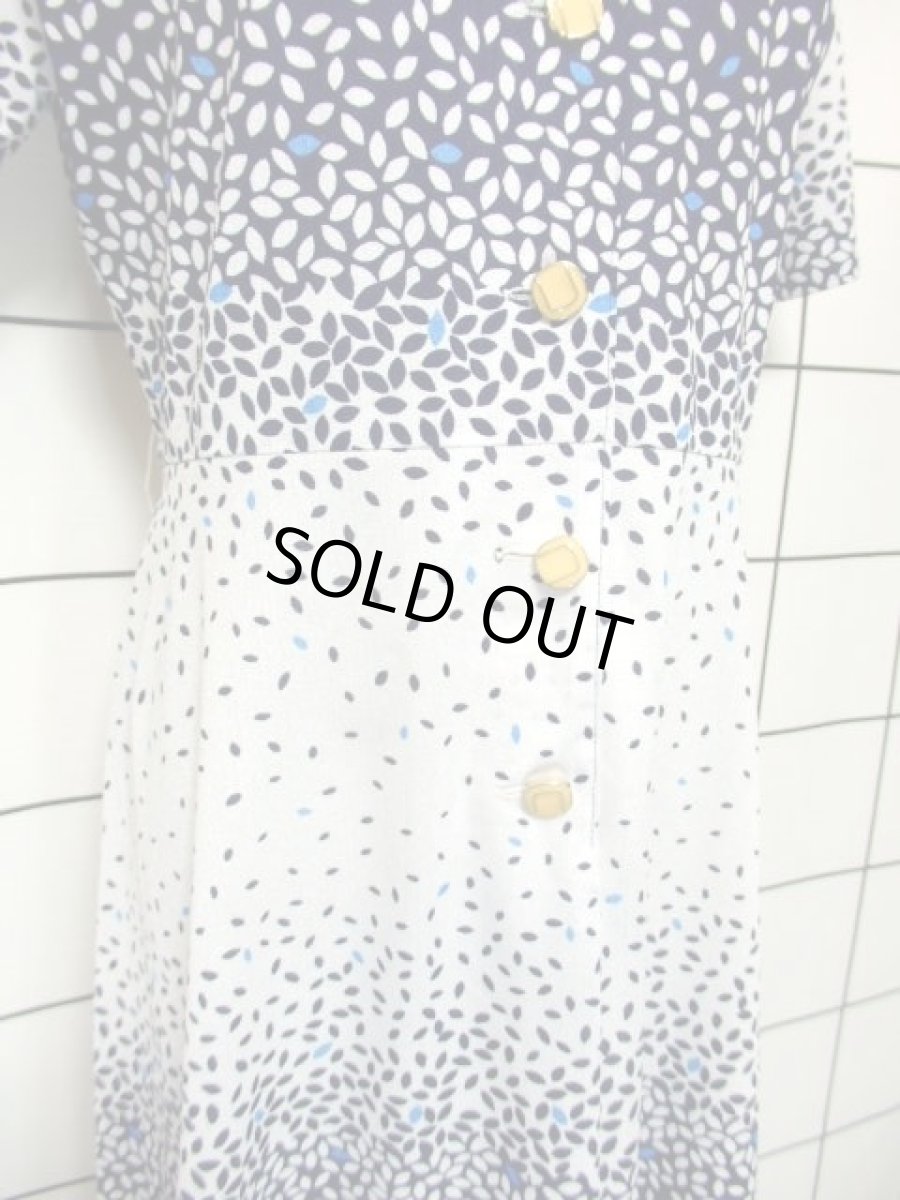 画像11: 70年代 ネイビー ホワイト 半袖 昭和レトロ 国産古着 レトロワンピース【7331】 (11)