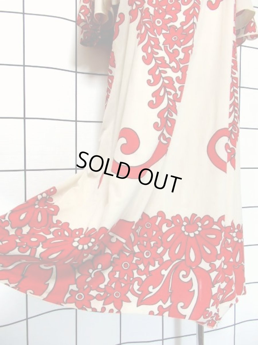 画像13: 70's レトロポップ 花柄モチーフ ヴィンテージ フレア袖 レディース 昭和レトロ 国産古着 レトロワンピース【7342】 (13)