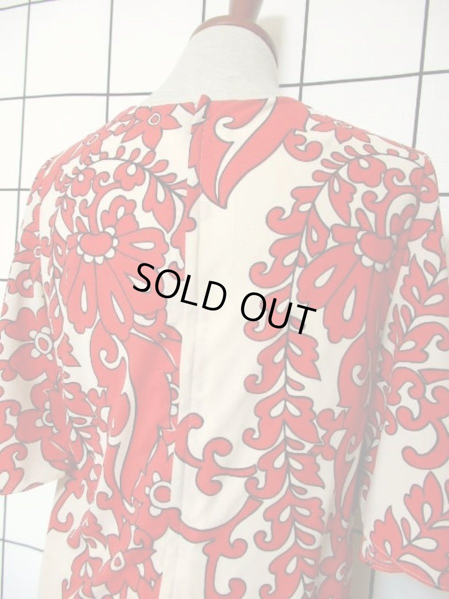 画像6: 70's レトロポップ 花柄モチーフ ヴィンテージ フレア袖 レディース 昭和レトロ 国産古着 レトロワンピース【7342】 (6)