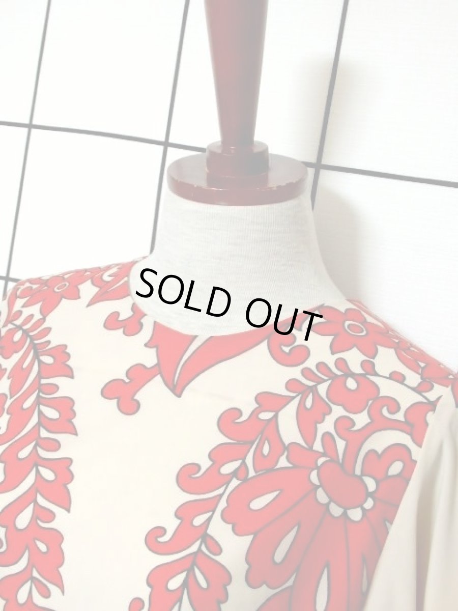 画像9: 70's レトロポップ 花柄モチーフ ヴィンテージ フレア袖 レディース 昭和レトロ 国産古着 レトロワンピース【7342】 (9)