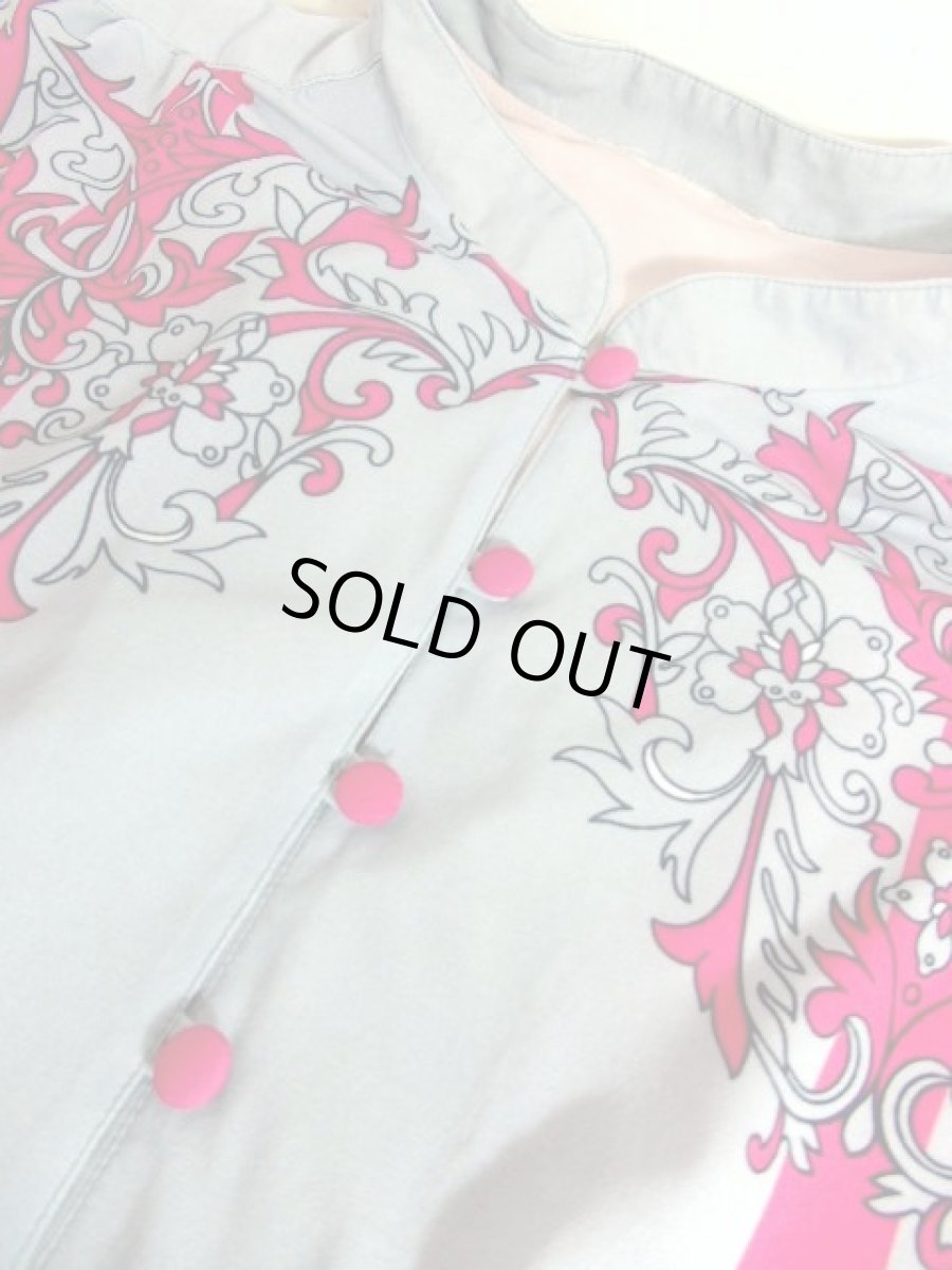 画像14: 70年代 ストライプ 花柄 グレー ピンク ヨーロッパ古着 ヴィンテージワンピース【7341】 (14)