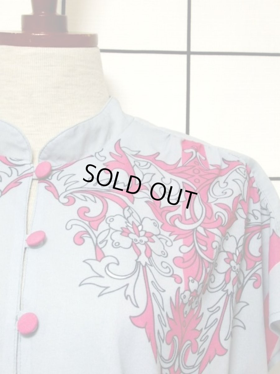 画像9: 70年代 ストライプ 花柄 グレー ピンク ヨーロッパ古着 ヴィンテージワンピース【7341】 (9)