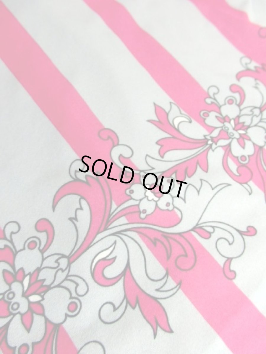 画像16: 70年代 ストライプ 花柄 グレー ピンク ヨーロッパ古着 ヴィンテージワンピース【7341】 (16)