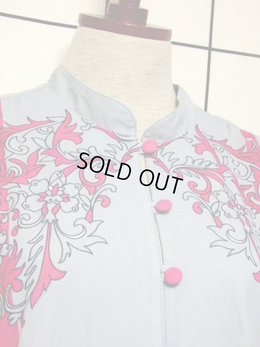 画像3: 70年代 ストライプ 花柄 グレー ピンク ヨーロッパ古着 ヴィンテージワンピース【7341】 (3)