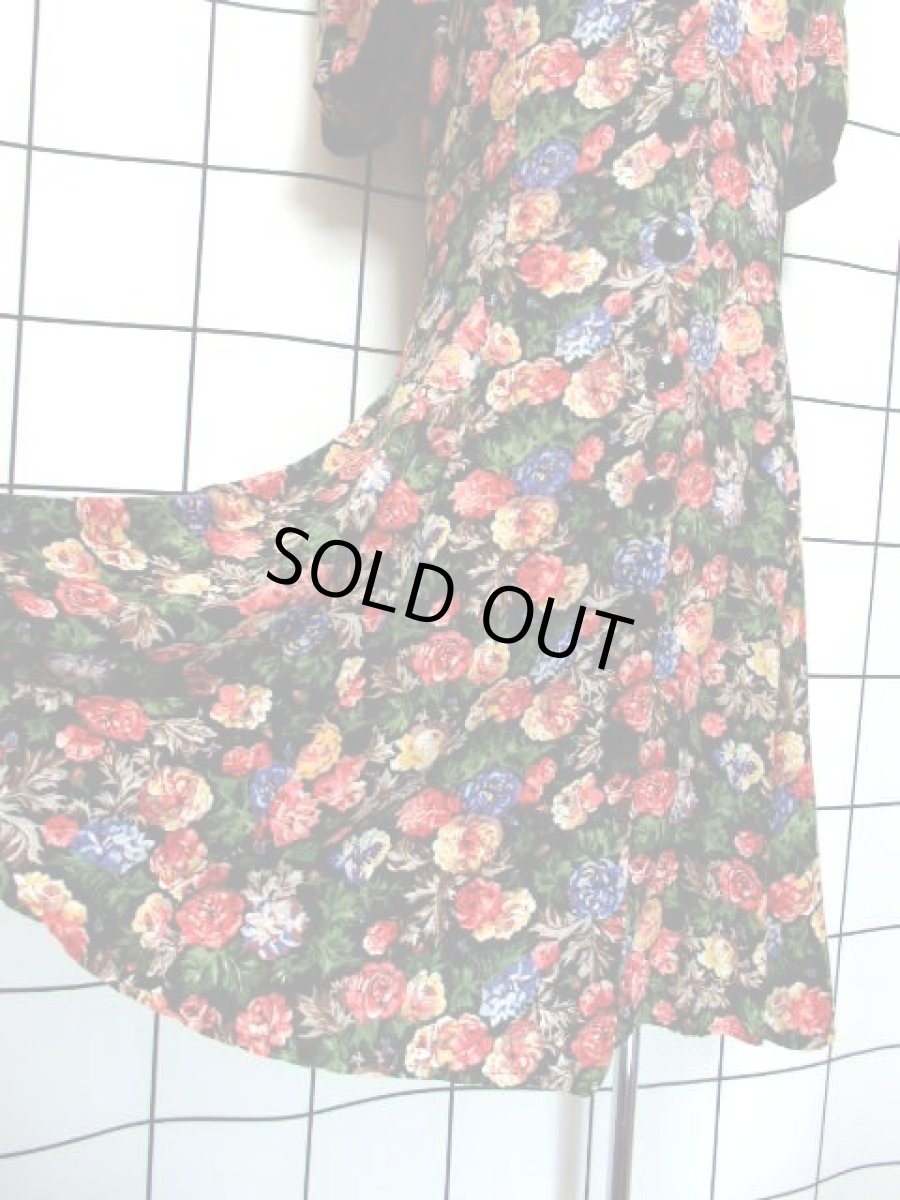 画像13: 花柄 前開き 半袖 レトロ ヨーロッパ古着 ヴィンテージワンピース【7388】 (13)