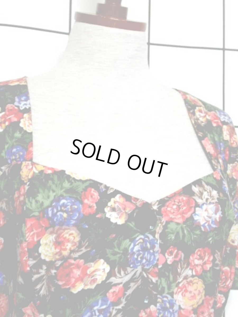 画像3: 花柄 前開き 半袖 レトロ ヨーロッパ古着 ヴィンテージワンピース【7388】 (3)