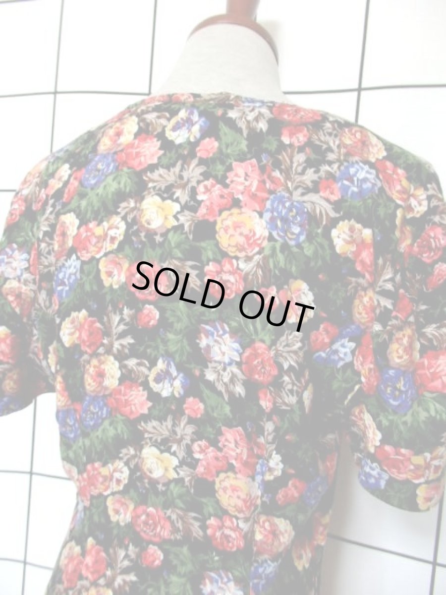画像6: 花柄 前開き 半袖 レトロ ヨーロッパ古着 ヴィンテージワンピース【7388】 (6)