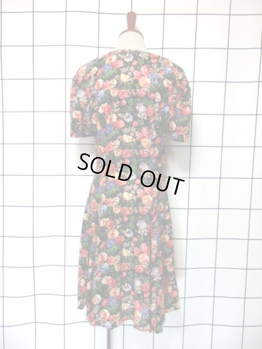画像5: 花柄 前開き 半袖 レトロ ヨーロッパ古着 ヴィンテージワンピース【7388】 (5)