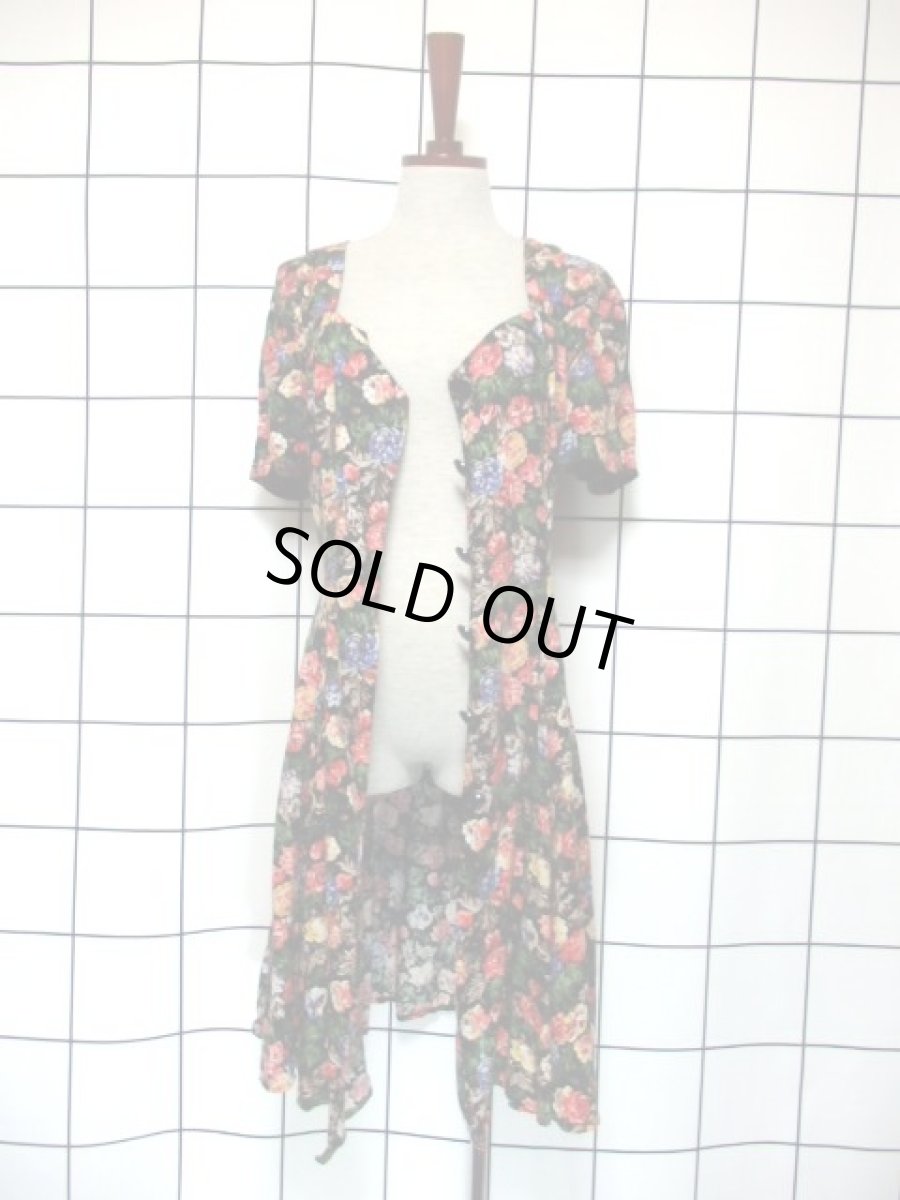 画像14: 花柄 前開き 半袖 レトロ ヨーロッパ古着 ヴィンテージワンピース【7388】 (14)