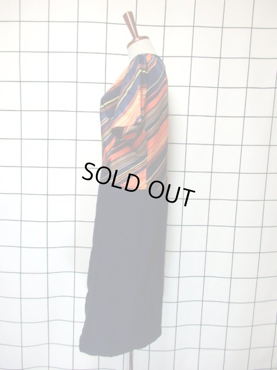 画像7: 斜めストライプ 60's ネイビー 切り替えし ヨーロッパ古着 ヴィンテージワンピース (7)