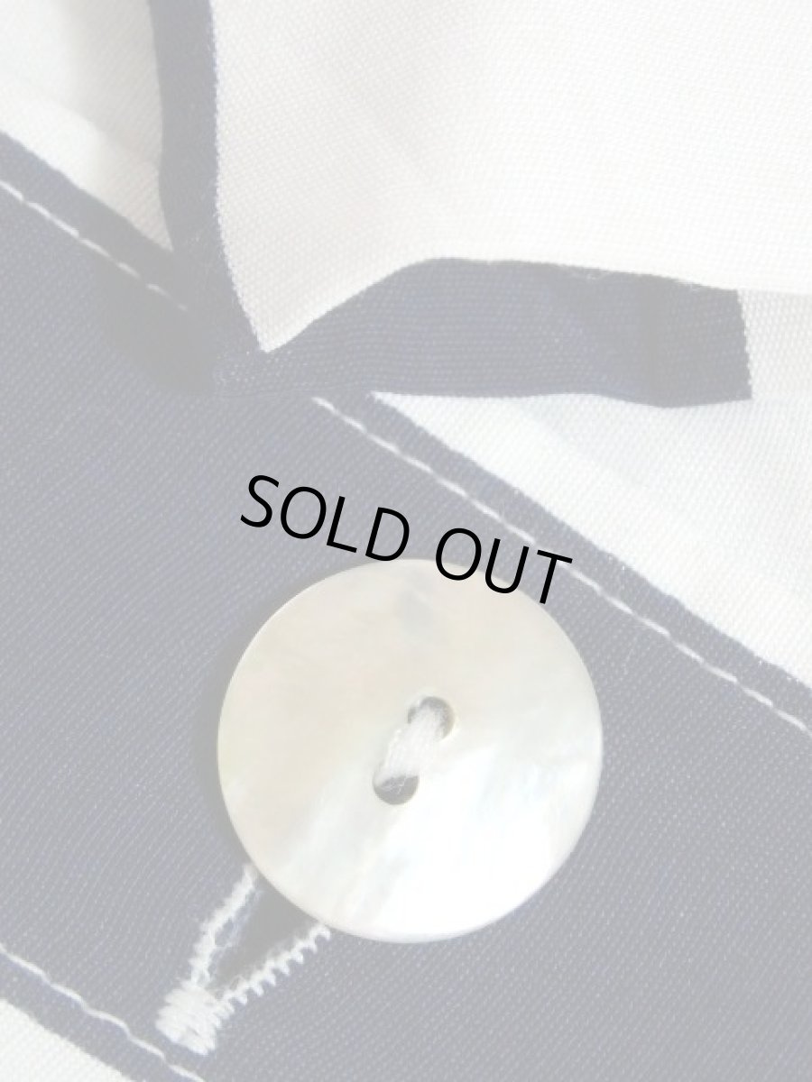 画像13: レトロマリン ストライプ ホワイト ネイビー レトロ ヨーロッパ古着 半袖 シャツ ヴィンテージブラウス (13)