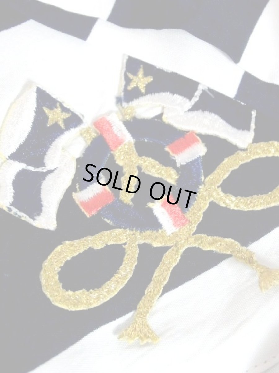 画像12: レトロマリン ストライプ ホワイト ネイビー レトロ ヨーロッパ古着 半袖 シャツ ヴィンテージブラウス (12)