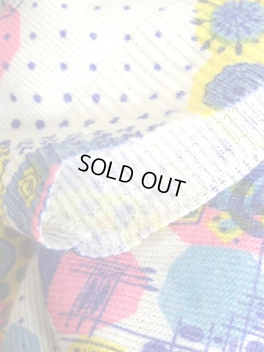 画像16: レトロポップ 幾何学調 ドット ヨーロッパ古着 半袖 シャツ ブラウス ヴィンテージトップス (16)