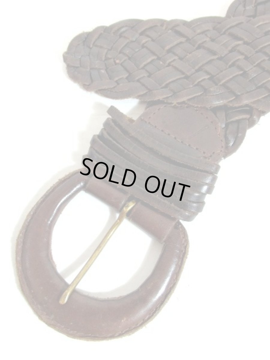 画像3: レザー編み上げ ブラウン インド製 レトロ ヴィンテージ 古着 ベルト【7422】 (3)