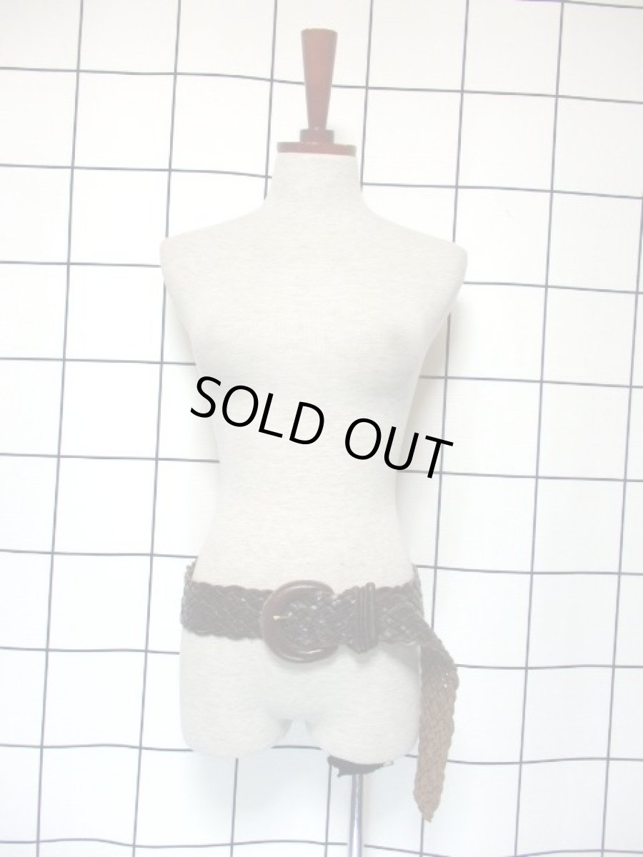 画像2: レザー編み上げ ブラウン インド製 レトロ ヴィンテージ 古着 ベルト【7422】 (2)