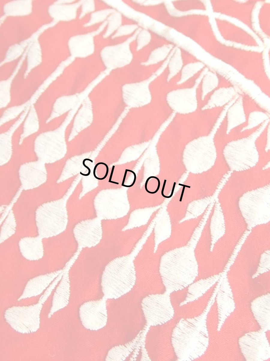 画像14: 刺繍 レッド TALONジッパー スカートスリット フォークロア レトロ USA古着 ヴィンテージ刺繍ドレス【7444】 (14)