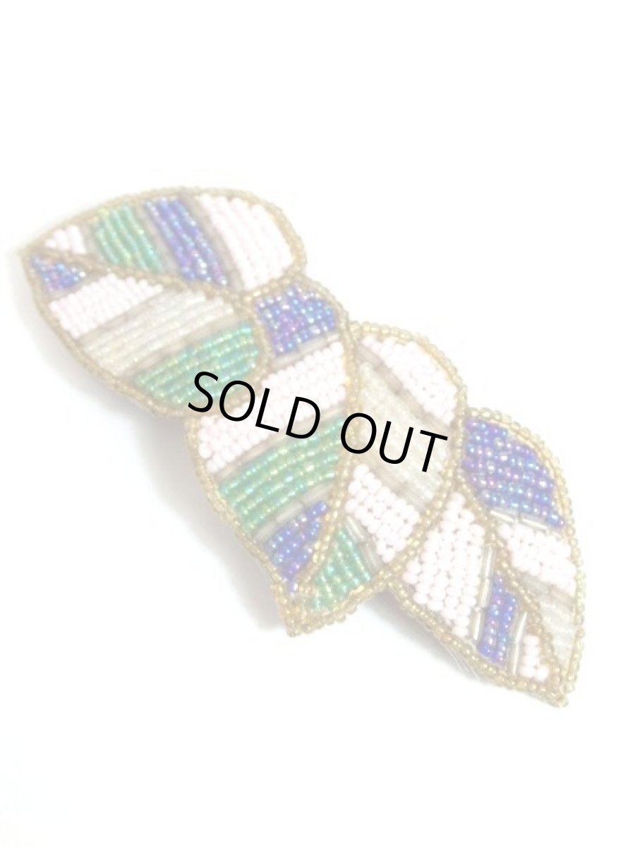 画像6: レトロアンティーク ビーズ リーフ型 ヘアアクセサリー バレッタ【7469】 (6)