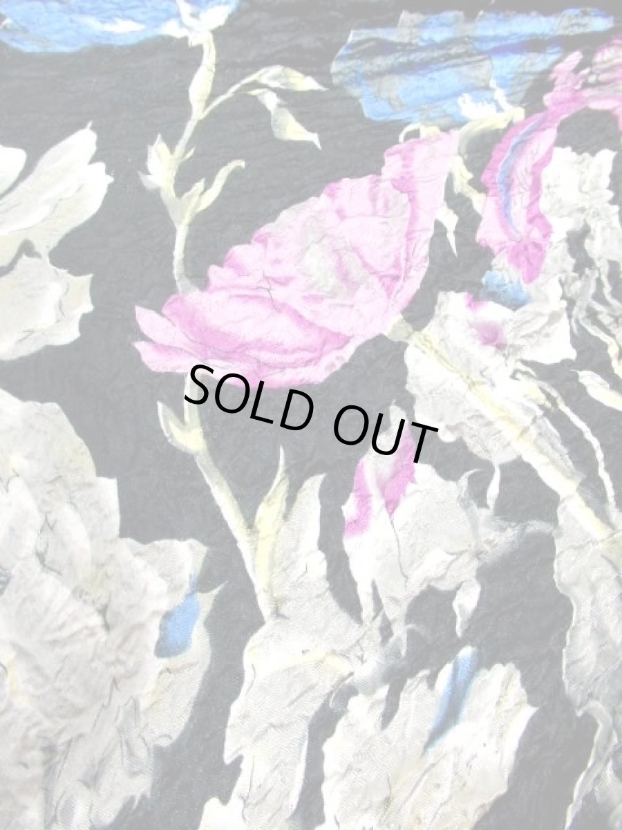 画像14: ポップコーントップス ブラック カラフル 花柄 レトロ ヴィンテージ ヨーロッパ古着 半袖 ブラウス シャツ (14)