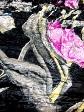 画像12: ポップコーントップス ブラック カラフル 花柄 レトロ ヴィンテージ ヨーロッパ古着 半袖 ブラウス シャツ (12)