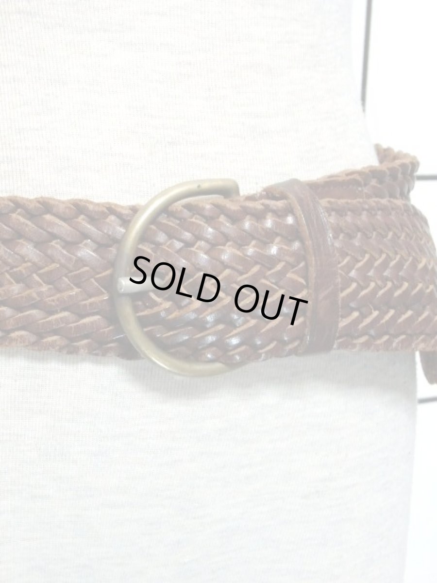 画像5: レザー編み上げ クタッとした風合い ブラウン ヨーロッパ レトロ ヴィンテージ 古着 ベルト【7479】 (5)