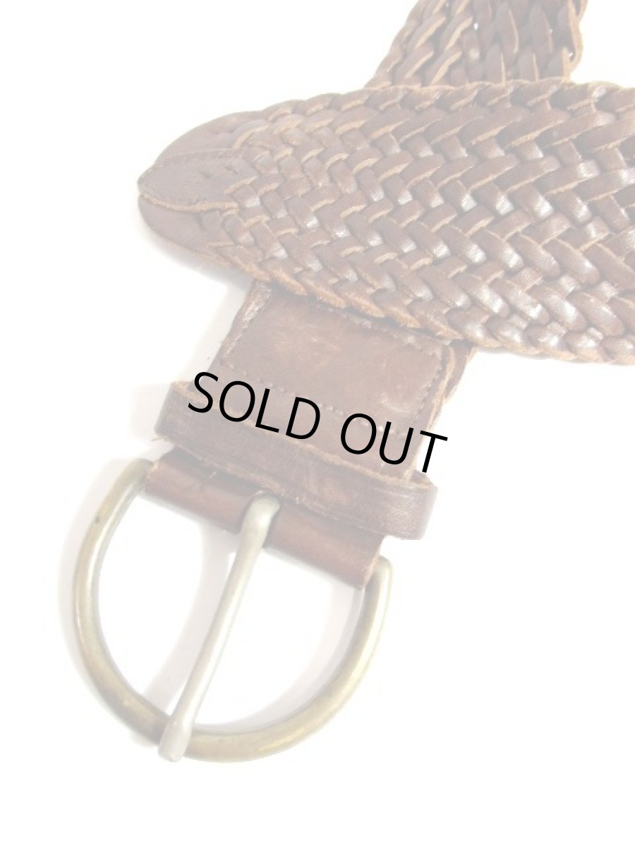 画像3: レザー編み上げ クタッとした風合い ブラウン ヨーロッパ レトロ ヴィンテージ 古着 ベルト【7479】 (3)