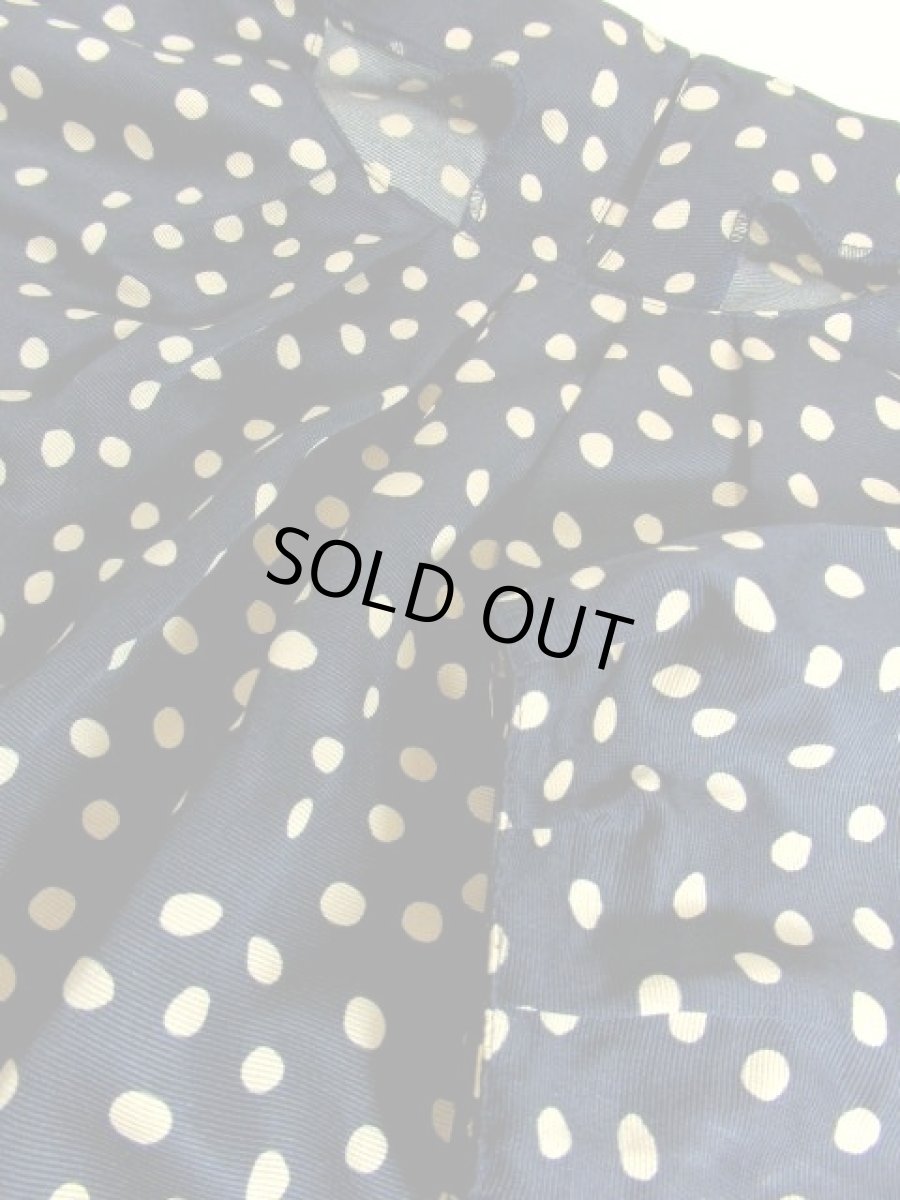 画像13: レトロワンピース ドット柄 ネイビー ふんわり 80年代 古着 (13)