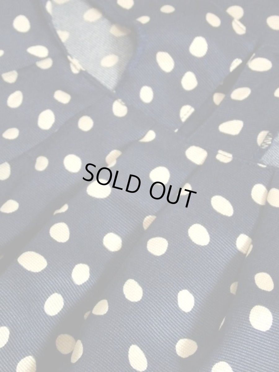 画像14: レトロワンピース ドット柄 ネイビー ふんわり 80年代 古着 (14)