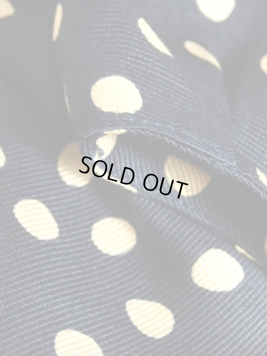 画像15: レトロワンピース ドット柄 ネイビー ふんわり 80年代 古着 (15)