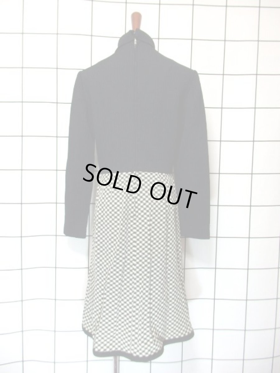 画像5: アメリカ古着 ヴィンテージ ワンピース ニット タートルネック チェック柄 レトロ (5)