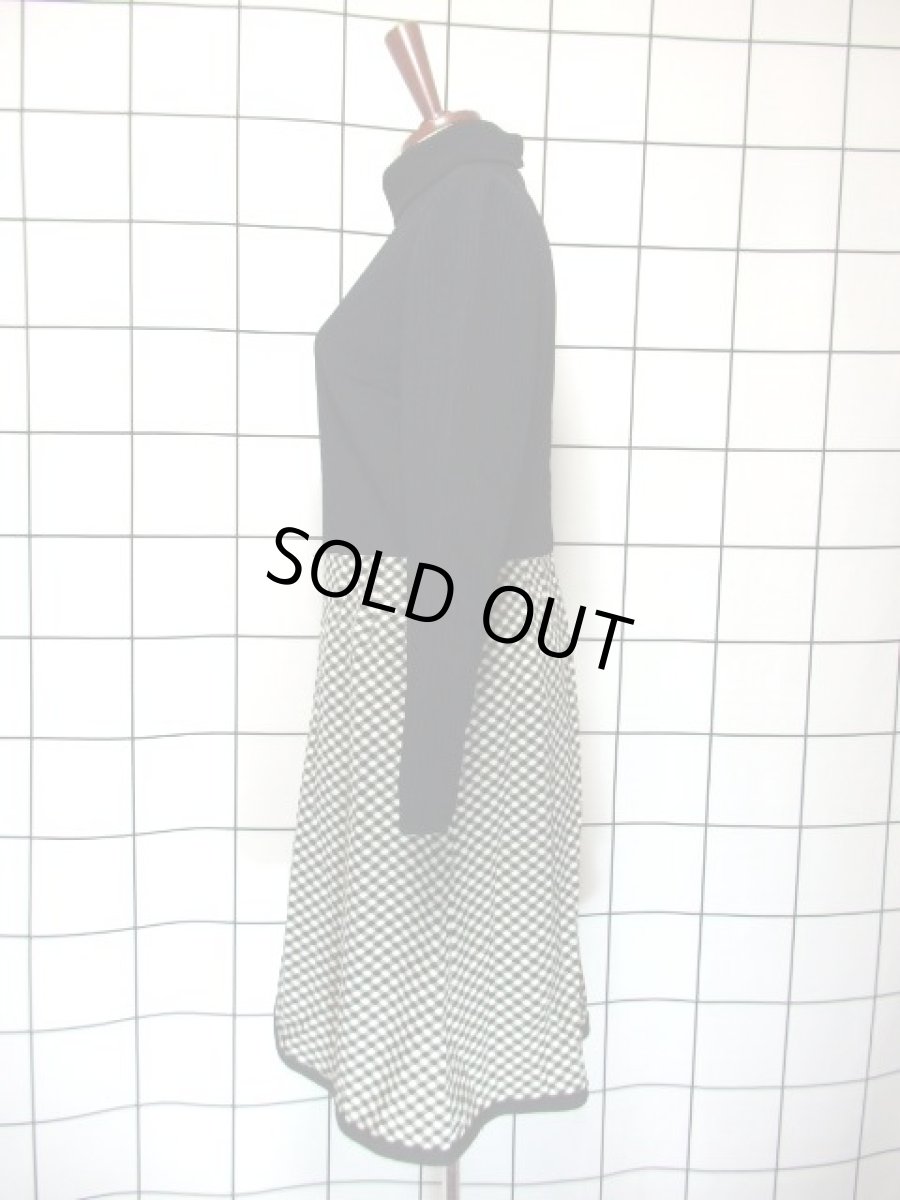 画像7: アメリカ古着 ヴィンテージ ワンピース ニット タートルネック チェック柄 レトロ (7)