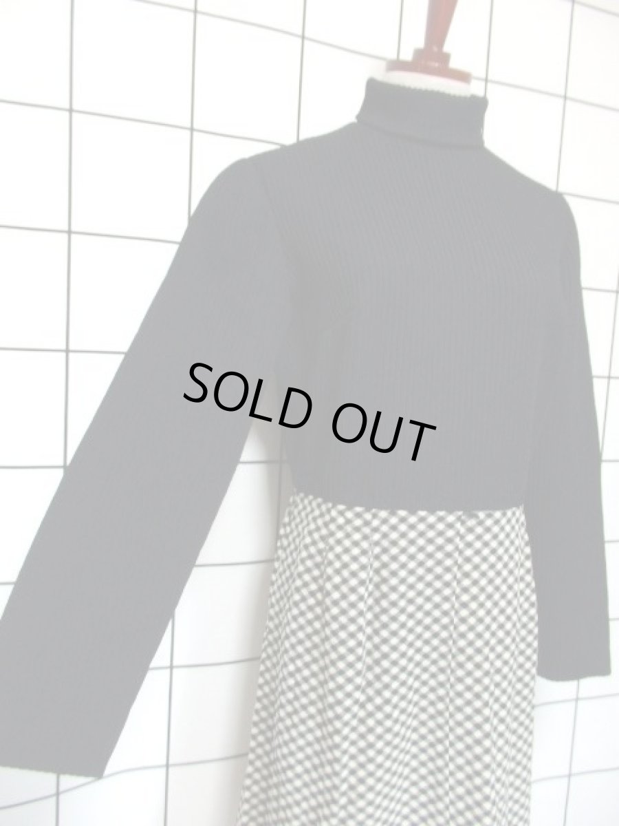 画像4: アメリカ古着 ヴィンテージ ワンピース ニット タートルネック チェック柄 レトロ (4)