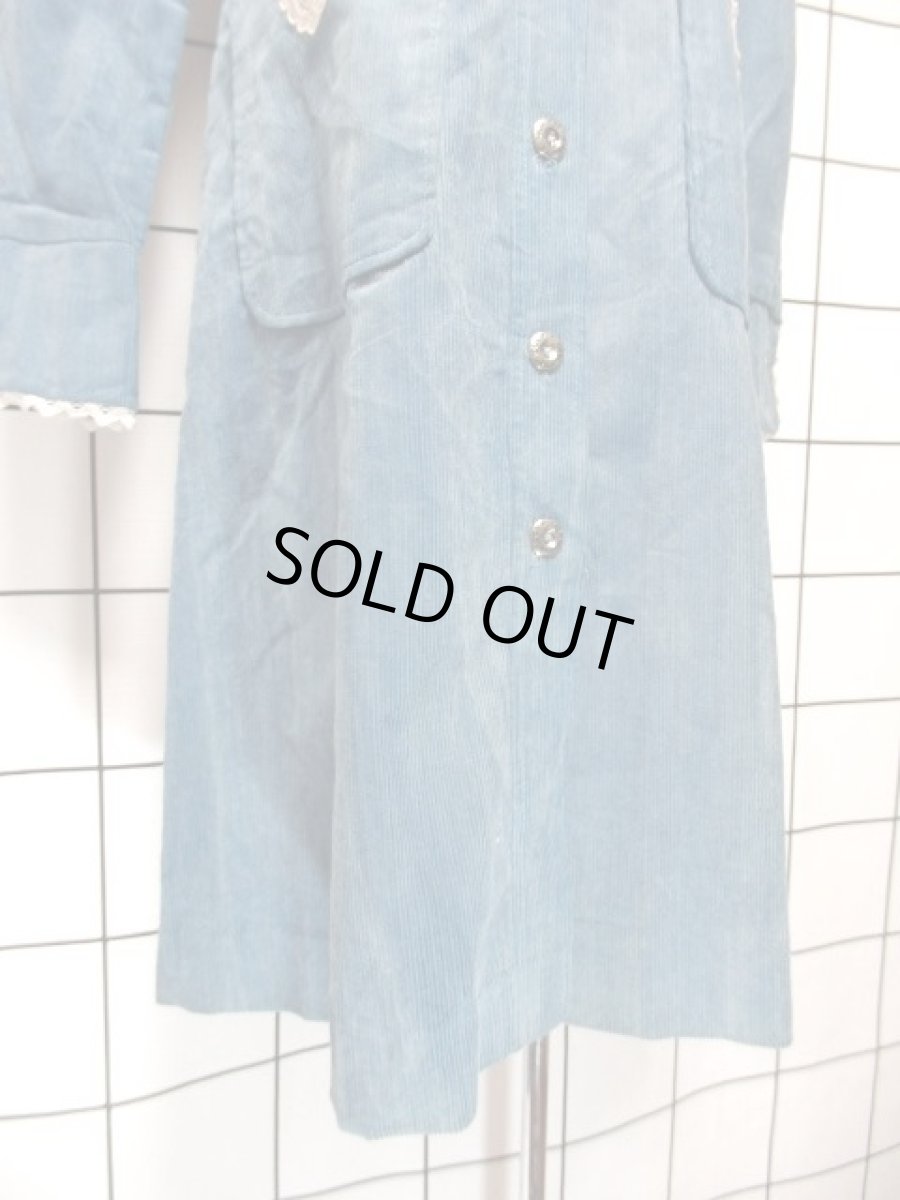 画像13: ヨーロッパ古着 ワンピース ヴィンテージ コーデュロイ レース 前開き レトロ 長袖 (13)