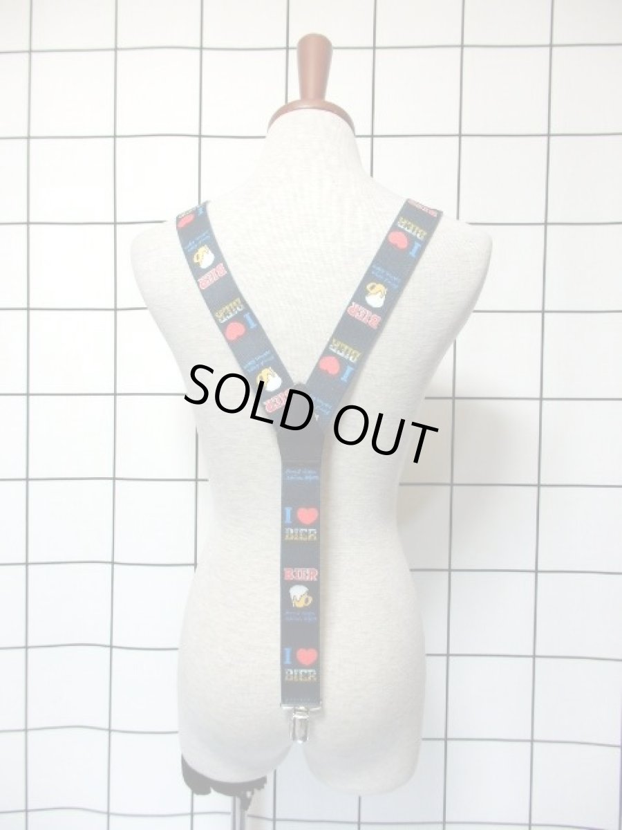 画像3: サスペンダー レトロ ヴィンテージ ヨーロッパ ハート ビール柄【7625】 (3)