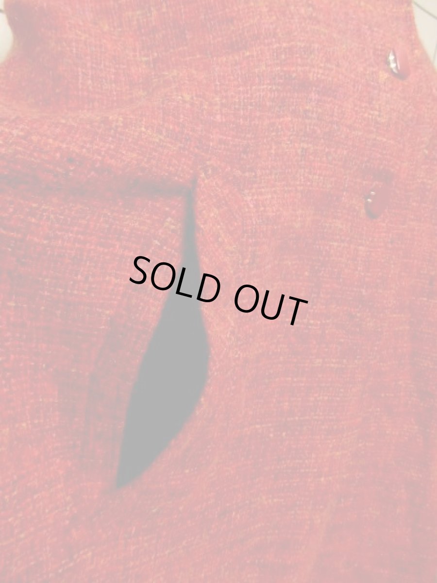 画像10: レトロマント ツイード フード付き 古着 (10)