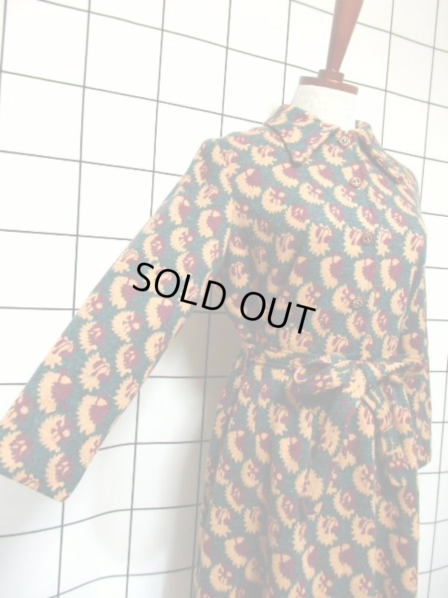 画像3: ベルト紐セット 70年代 レディース 長袖 昭和レトロ 国産古着 レトロワンピース【7671】 (3)