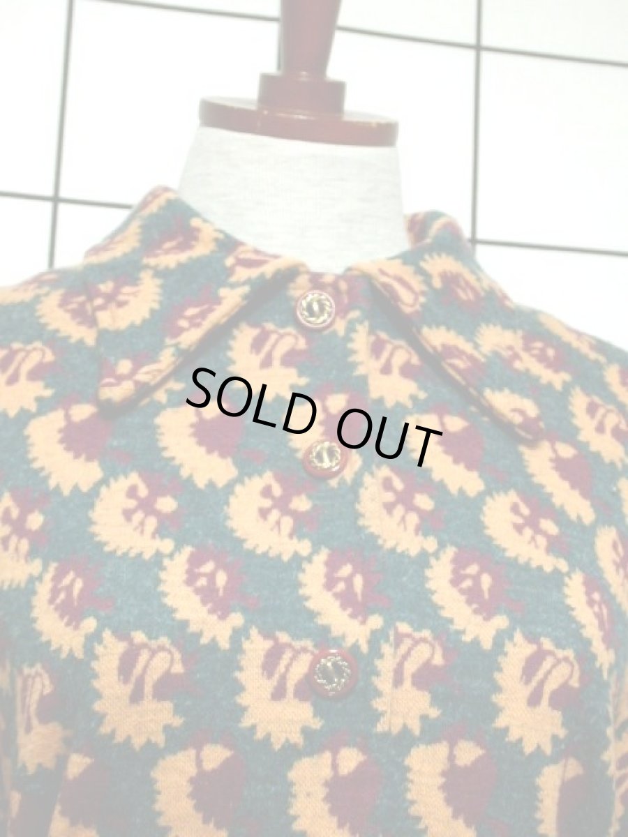 画像4: ベルト紐セット 70年代 レディース 長袖 昭和レトロ 国産古着 レトロワンピース【7671】 (4)