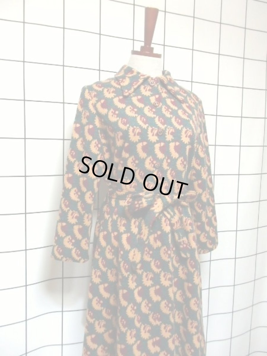 画像7: ベルト紐セット 70年代 レディース 長袖 昭和レトロ 国産古着 レトロワンピース【7671】 (7)