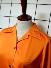 画像8: レトロブラウス 70's オレンジ 古着 長袖 シャツ (8)