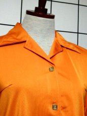 画像3: レトロブラウス 70's オレンジ 古着 長袖 シャツ (3)