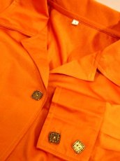 画像10: レトロブラウス 70's オレンジ 古着 長袖 シャツ (10)