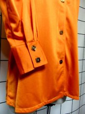 画像9: レトロブラウス 70's オレンジ 古着 長袖 シャツ (9)