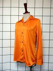 画像2: レトロブラウス 70's オレンジ 古着 長袖 シャツ (2)