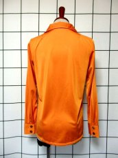 画像5: レトロブラウス 70's オレンジ 古着 長袖 シャツ (5)