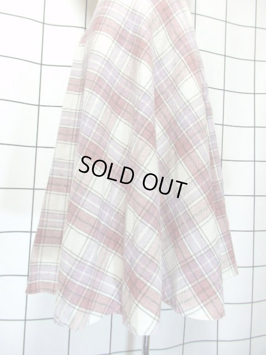 画像6: チェック柄 優しいカラーリング レトロ USA古着 ヴィンテージスカート【7680】 (6)