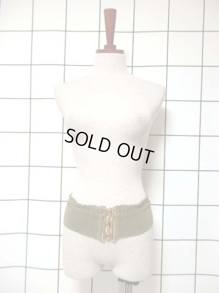 画像2: カーキ ダブル ゴム レトロアンティーク ヴィンテージ ヨーロッパ 古着 ベルト【7712】 (2)