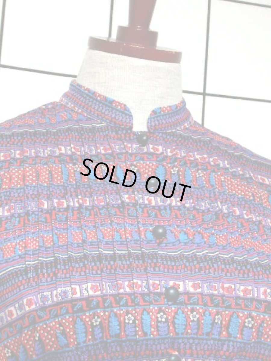 画像3: リボンベルト付き 花柄 フロントタックデザイン レディース 長袖 昭和レトロ 国産古着 レトロワンピース【7758】 (3)